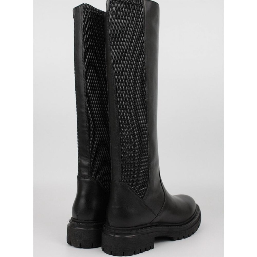 Geox Iridea Black Leather Lug Sole Boots Size 37 Women’s Designer Comfort - Picture 5 of 9